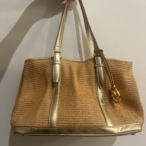 Michael Kors Tan Woven Tote with Gold Accents